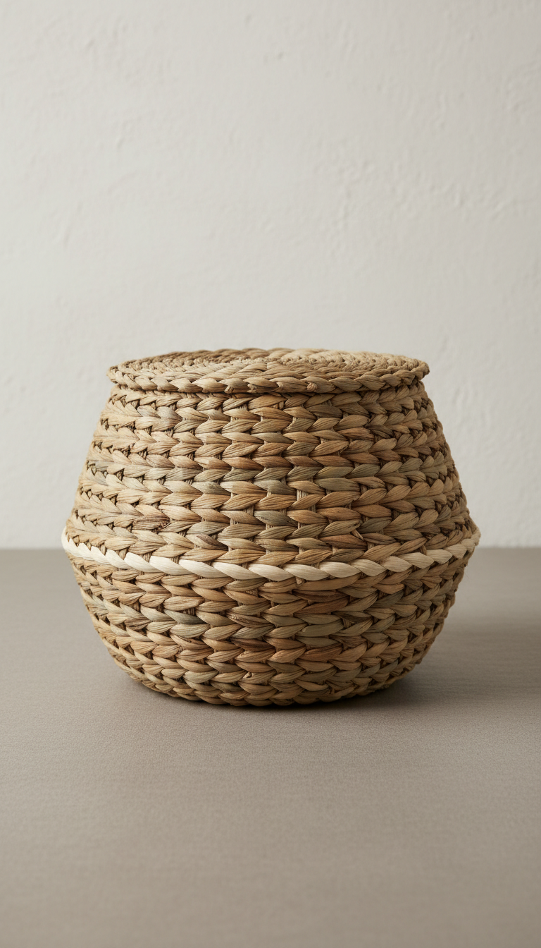 Woven Seagrass Storage Basket With Handles