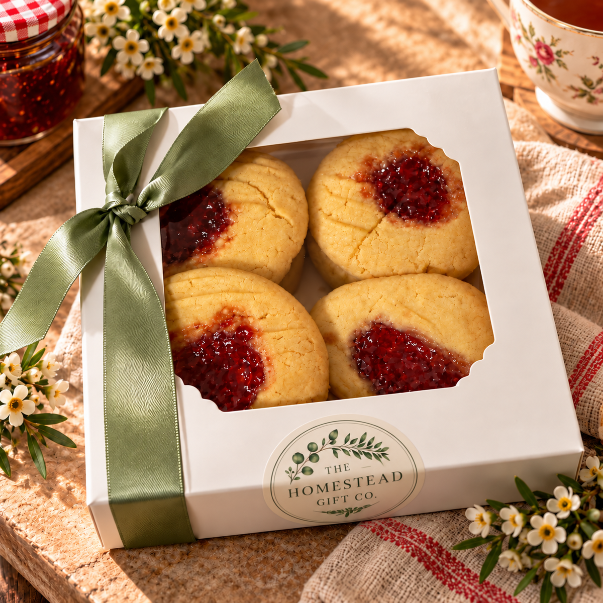 Homemade Strawberry Jam Drop Biscuits – Box of 8