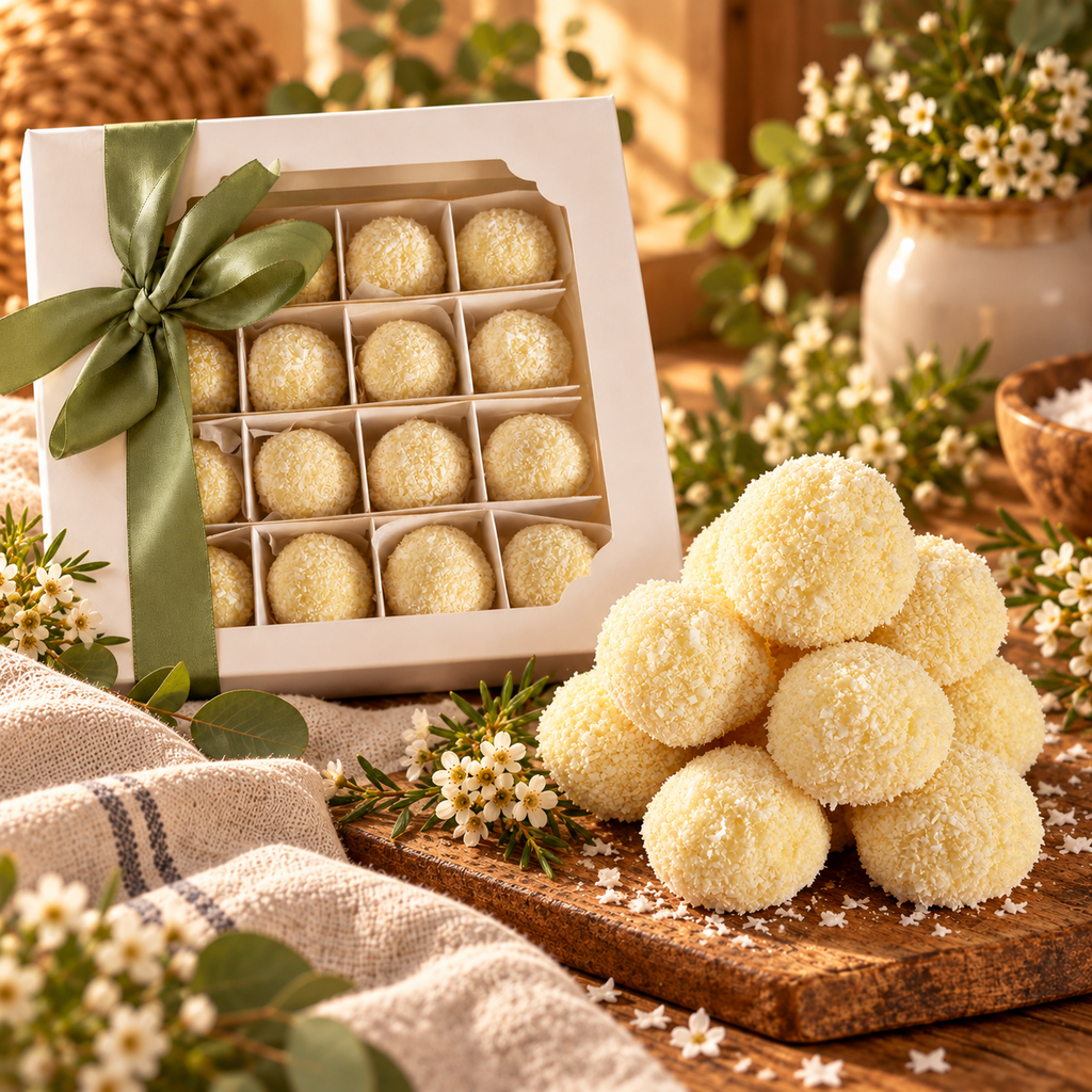 Homemade Vanilla Coconut Snowballs – Box of 16